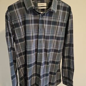 Nordstrom Calibrate Navy and Gray Checkered Shirt